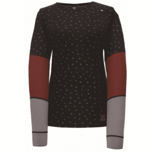ULLANGER - women's top with dl. sleeve (merino wool) - black print kép
