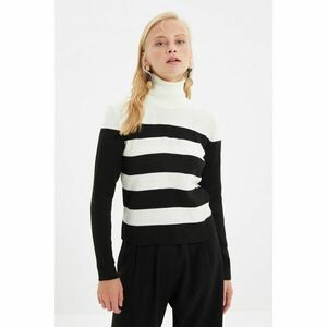 Trendyol Black Turtleneck Striped Knitwear Sweater kép