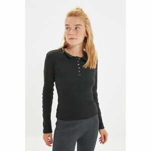 Trendyol Anthracite Polo Neck Corduroy Knitted Blouse kép