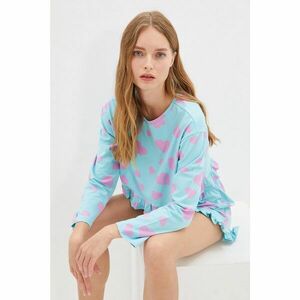 Trendyol Blue Heart Knitted Pajamas Set kép