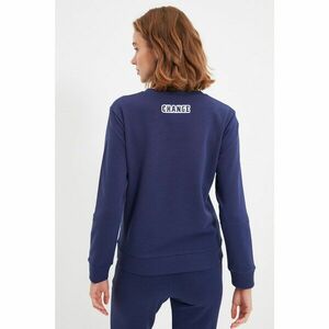 Trendyol Navy Blue 100% Organic Cotton Printed Basic Knitted Sweatshirt kép