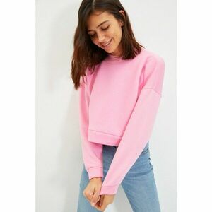 Trendyol Pink Stand Up Collar Raised Thick Crop Knitted Sweatshirt kép