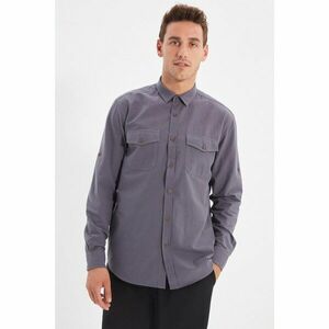 Trendyol Gray Men Regular Fit Shirt Collar Double Pocket Covered Epaulet Shirt kép