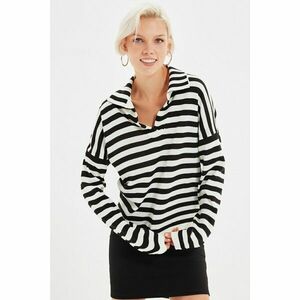 Trendyol Ecru Polo Collar Striped Knitwear Sweater kép
