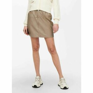 Beige Women's Leatherette Short Skirt ONLY Maureen - Women kép