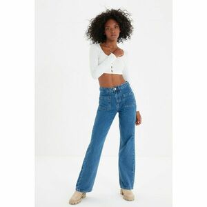 Trendyol Kék Pocket Részletes High Waist 90's Wide Leg Jeans kép