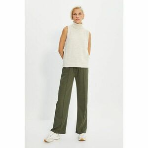 Trendyol Khaki Rib Detail Straight Knitted Sweatpants kép