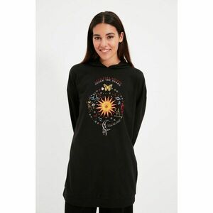 Trendyol Black Astrological Printed Sweatshirt Dress kép