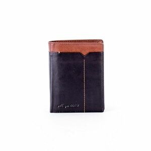 Férfi fekete bőr pénztárca barna felülettel kép