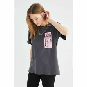 Trendyol Anthracite Boyfriend Print és Pocket részletes kötött póló kép