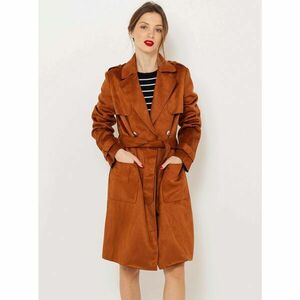 Brown coat in suede finish CAMAIEU - Women kép