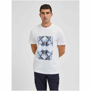 White T-shirt with print Selected Homme Mario - Men kép