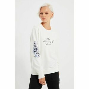 Trendyol Ecru Printed Raised Knitted Sweatshirt kép