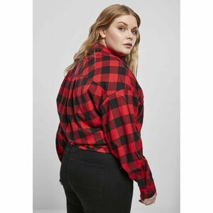 Ladies Short Oversized Check Shirt Black/red kép