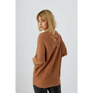 Oversize sweater with a decorative back - brown kép