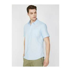 Koton Men's Blue Pocket Detailed Short Sleeve Classic Collar Shirt kép
