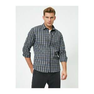 Koton Cotton Long Sleeve Checkered Smart Shirt kép