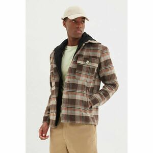 Trendyol Brown Men's Hooded Double Flap Pocket Overshirt Cachet Coat kép