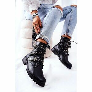 Leather Strapless Boots with Animal Pattern Black Kepherine kép