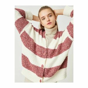 Koton Striped Knitwear Cardigan V-Neck kép