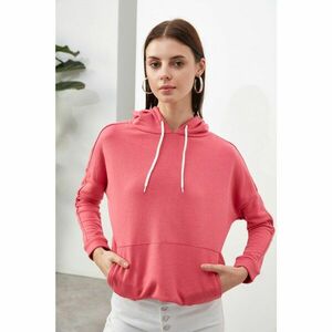 Trendyol Pink Long Sleeve Hooded Knitted Sweatshirt kép