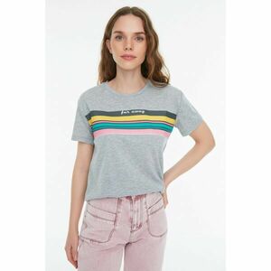 Trendyol Gray Printed Semi-Fitted Knitted T-Shirt kép