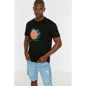 Trendyol Black Men Regular Fit Tropical Printed T-Shirt kép