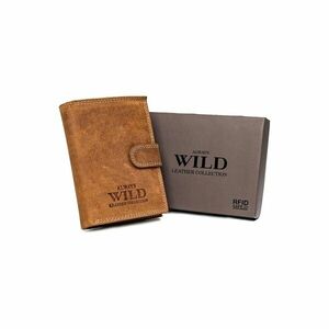 Light brown natural leather wallet for men kép