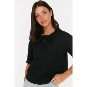 Trendyol Black Waffle Fabric Knitted Blouse kép
