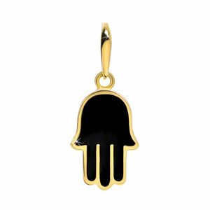 14K arany medál - Hamsa keze fekete fénymázzal kép