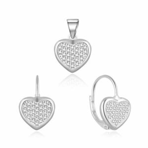 MOISS MOISS Romantikus ezüst ékszerszett szívekkel S0000258 (medál, fülbevaló) kép