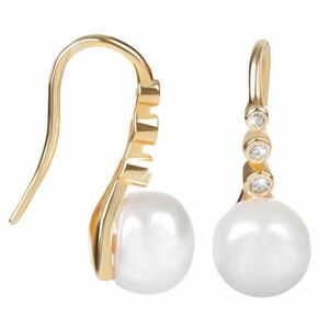 JwL Luxury Pearls JwL Luxury Pearls Aranyozott függő ezüst fülbevaló igazgyönggyel JL0411 kép