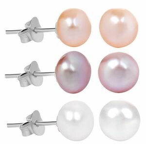 JwL Luxury Pearls JwL Luxury Pearls Kedvezményes 3 pár gyöngy fülbevaló készlet - fehér, lazac, lila JL0426 kép