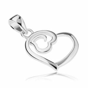 925 ezüst szett - beszúrós fülbevaló és medál, két szívkörvonal kép