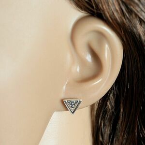925 ezüst fülbevaló, háromszög gödrökkel és keskeny kivágással kép