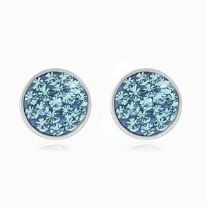 925 ezüst fülbevaló, csillogó kör kék színű cirkóniákkal kirakva kép