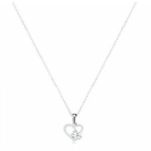 925 ezüst nyaklánc-szív és pillangó, spirális lánc, cirkónia kép