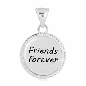925 ezüst medál - kör alakzat vágatokkal, "Friends forever" felirattal kép