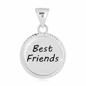 925 ezüst medál - kör alakú, vágatokkal, "Best Friends" felirattal kép