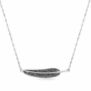 925 ezüst nyaklánc - spirál lánc, patináns szárny medál kép