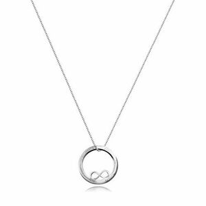 925 ezüst nyaklánc - kör körvonala végtelenség szimbólummal, felirat, szögletes lánc kép