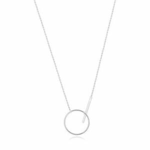 925 ezüst nyaklánc - csillogó lánc, fényes kör kontúr és pálca kép