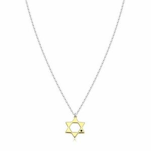925 ezüst nyaklánc - Dávid csillag arany színben, fekete gyémánt kép