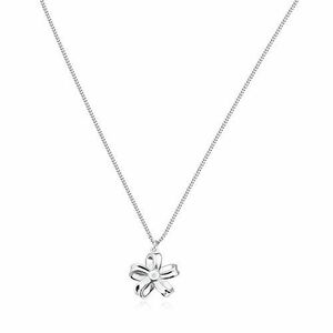 925 ezüst nyaklánc - fényes szalag, öt szirmú virág gyémánttal kép