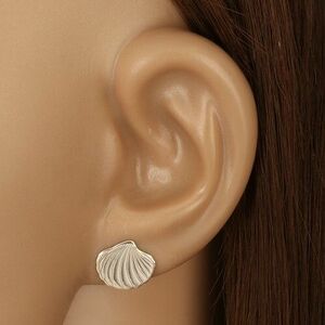 925 ezüst fülbevaló - fényes kagyló bemetszésekkel, bedugós fülbevaló kép