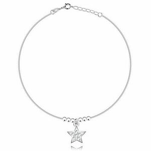 925 ezüst bokalánc - cirkónia csillag, fényes gyöngyök, szögletes lánc kép