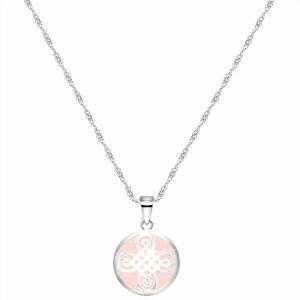 925 ezüst nyaklánc – kör alakú medál, kelta motívum, rózsaszín háttér kép
