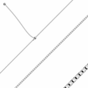 925 Ezüst nyaklánc, csúsztatható zárral - sűrűn összekapcsolt négyzet alakú láncszemekkel, fényes gyöngyökkel kép