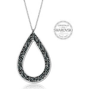 Levien Levien Gyönyörű nyaklánc fekete kristályokkal SS Rocks Pear 49 grey metal kép