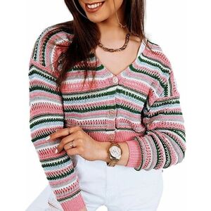 Női színes csíkos pulóver kép